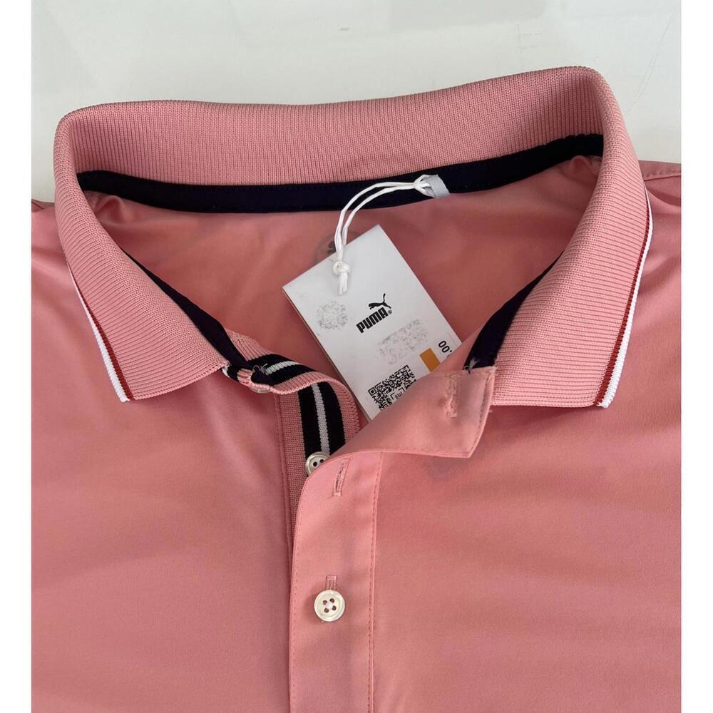 $70 Puma Mens MATTR Elevated Solid Golf Polo Pink/Rose #630059-04 Size S
